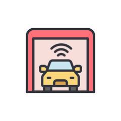 Illustrative graphic presenting a smart car featuring wireless connectivity