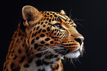 Fototapeta premium Graphic layouts showcasing a visually striking leopard against a black background