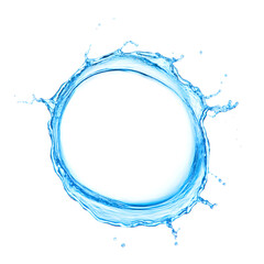 Blue water ring splash isolated on white background