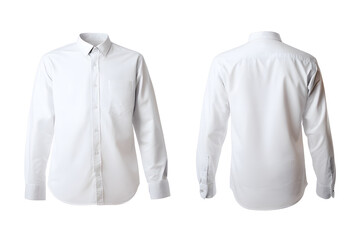 3d white male office formal shirt front and back view isolated on white background