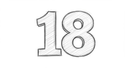 Number Eighteen Sketch: Educational Graphic