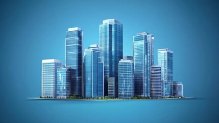 Fototapeta premium Modern Cityscape on Blue Background