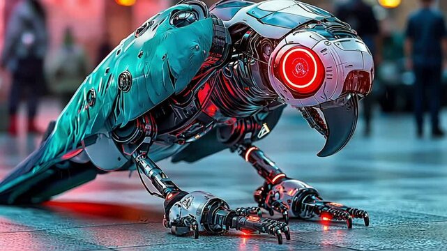 parrot robot with red eyes