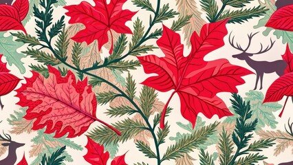 seamless background with leaves