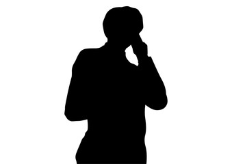 電話をかけるビジネスマンの影