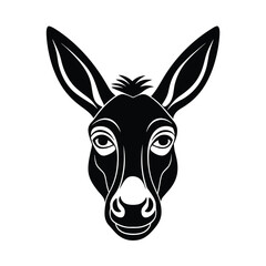 Stylish black and white illustration of a donkey head perfect for logo design and decoration