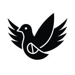 Simple and elegant black dove icon vector perfect for logo design and branding