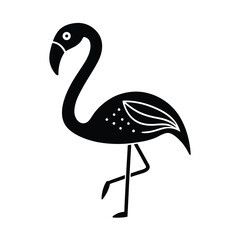 Elegant black and white flamingo illustration representing graceful beauty and minimalist design