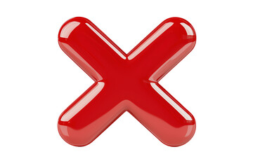 A shiny red "X" symbol with a three-dimensional appearance.