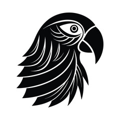 Elegant black and white parrot head silhouette perfect for logos and vector designs