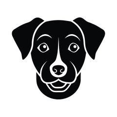 Vector illustration of a friendly black and white dog face simple and clean design