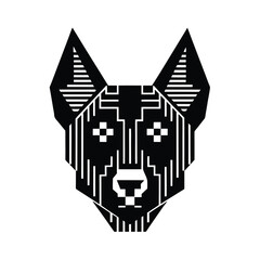 Fototapeta premium Geometric dog head vector illustration in black and white perfect for logos and designs