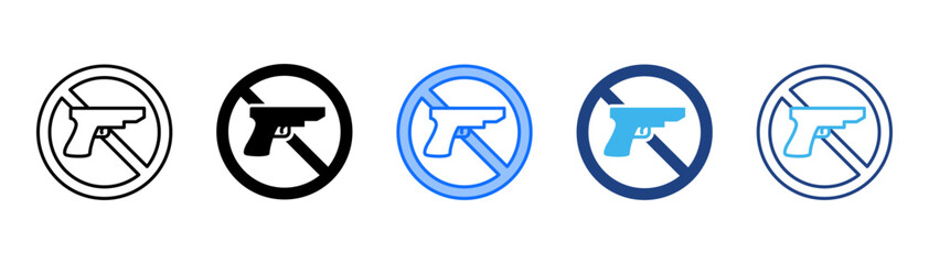 Gun Control Icon Set With Multiple Style Collection 