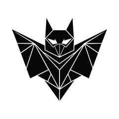 Geometric black bat silhouette design on a white background ideal for halloween or gothic imagery