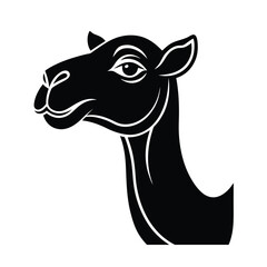 Fototapeta premium Elegant black and white vector illustration of a camel head profile silhouette