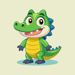 Fototapeta premium Adorable Baby Crocodile Cartoon Illustration