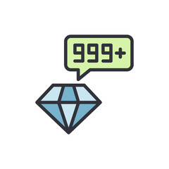 Stylized diamond icon symbolizing high value and abundant quantity illustration