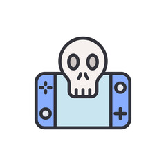 Harmful digital play icon, representing gaming addiction and danger concept