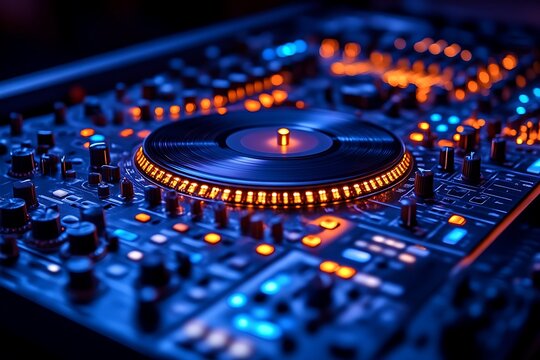 A colorful close up image of a music mixing console - Powered by Adobe