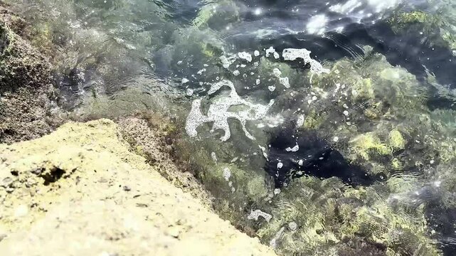 water in the sea lapping against the shore