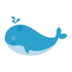 Whale, a gentle giant with a playful smile, perfect for marine conservation websites, educational materials, and children's books illustrations