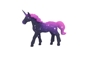 Fototapeta premium A magical unicorn with a cosmic, star-filled pattern and a vibrant purple mane and tail.