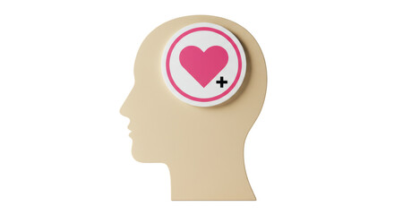 Isolated Head Profile with Heart and Plus Sign