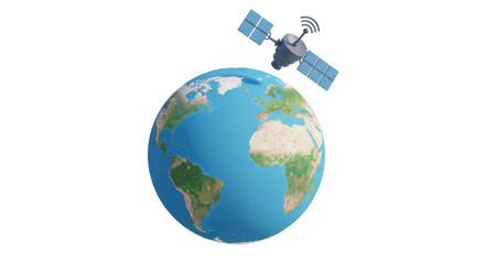 Isolated Satellite on Globe