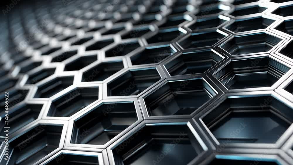 Poster intricate hexagonal pattern in metallic texture with 4k quality for creative backgrounds