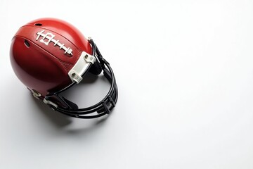 Fototapeta premium Overhead view of helmet and football on white, touchdown, gridiron, shot