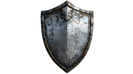 Rustic and Weathered Metal Shield: An Artistic Representation of Strength and Protection
