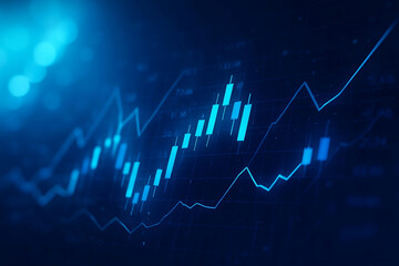 Futuristic Financial Market Data Visualization in Blue