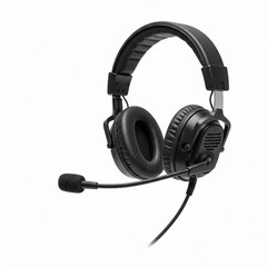 Professional Black Headphones with Microphone, Ready for Use