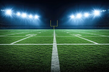 Obraz premium Nighttime football field under stadium lights