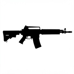 Simple black silhouette of an assault rifle.