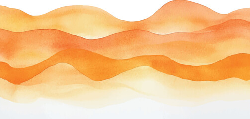 Orange paint artistic dry brush stroke. Waves. Watercolor acrylic hand painted backdrop for print, web design and banners. Realistic vector background texture