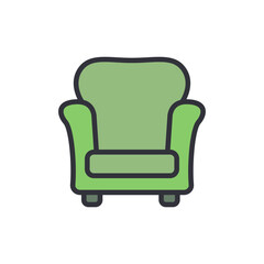 Fototapeta premium Stylized icon of a vibrant green armchair, inviting relaxation and comfort