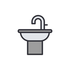 Stylized depiction of a bathroom sink with a minimalist design aesthetic