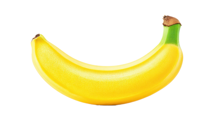 Single ripe banana floating gracefully against a pure white background for bright and cheerful food imagery