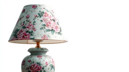 Shabby chic floral ceramic lamp isolated on white background. 