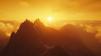 Naklejka premium sunrise in the mountains