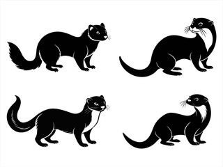 otter sihouette black vector bundle