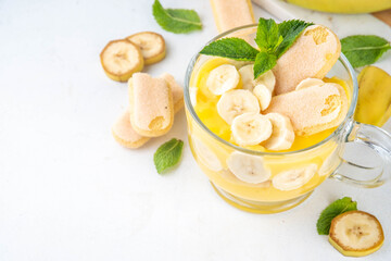 Banana Pudding Dessert on Glass cup