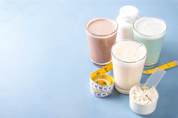 Assortment of different flavors of protein cocktails