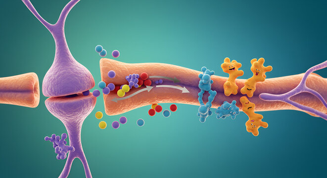 Conceptual Diagram of Neurotransmitter Release in Synapse