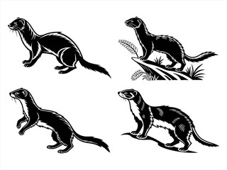 weasel sihouette black vector bundle