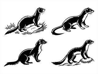 weasel sihouette black vector bundle