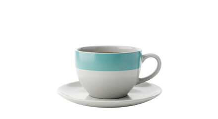 Isolated Two-Tone Tea Cup and Saucer