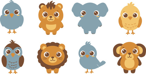 Obraz premium Fun Animal Characters for Kids' Invitations and Prints