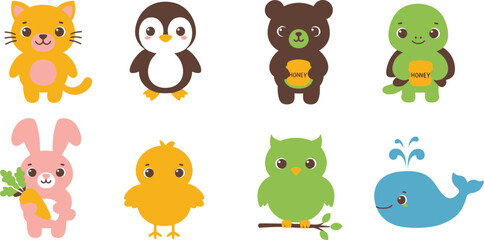 Obraz premium Hand-Drawn Cute Animal Characters for Children’s Projects